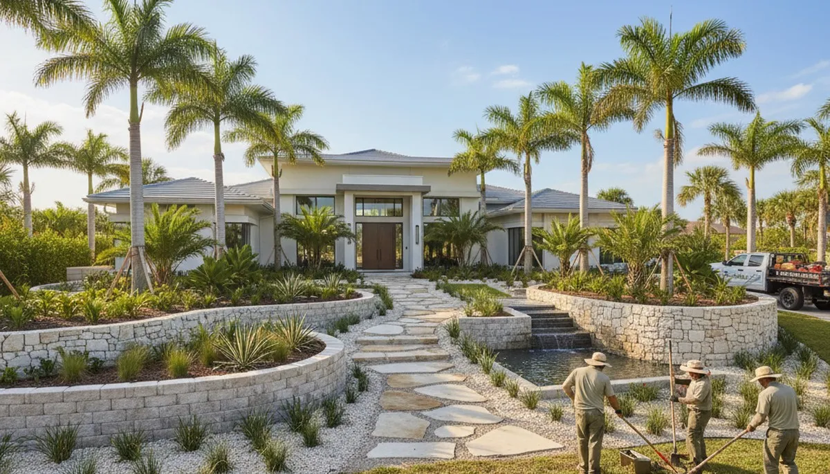 West Palm Beach, FL landscaping service maintaining a lush residential lawn