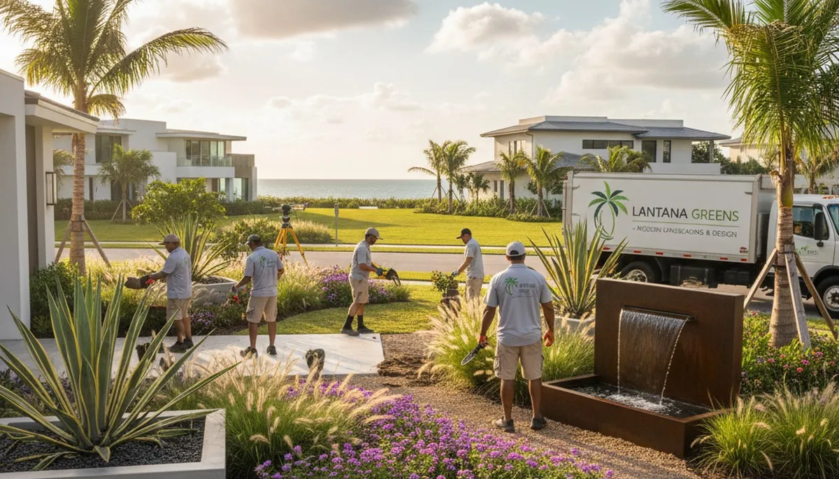 Landscaping team providing lawn service in West Palm Beach, FL